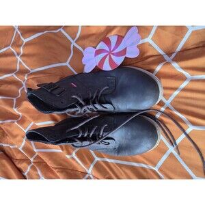 Levi's 501 Brown Leather Ankle Boots Buckle Lace-Up Round Toe Motorcycle Boys 6y